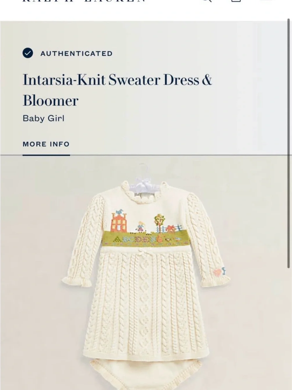 Intarsia-Knit Cream Cable Sweater Dress & Bloomers - Ralph Lauren